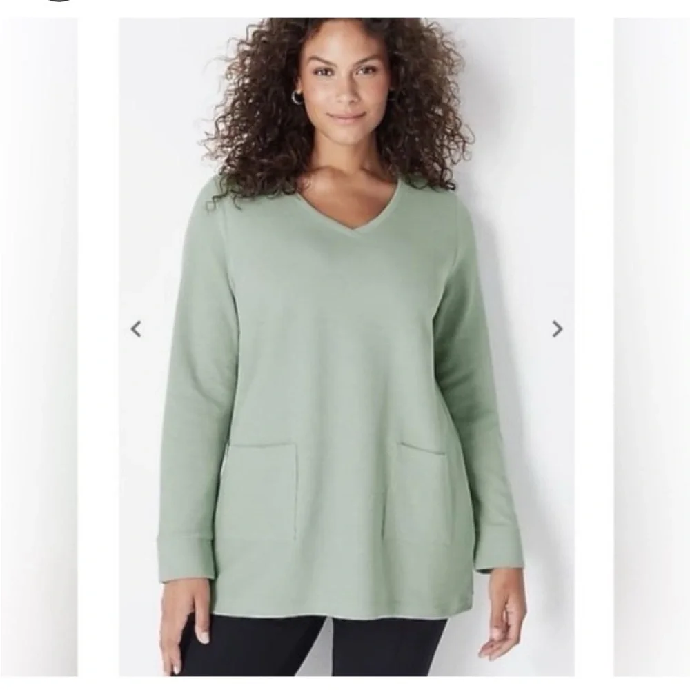 J. Jill Mineral Green Textured Patch Pocket Tunic - Picture 1 of 6
